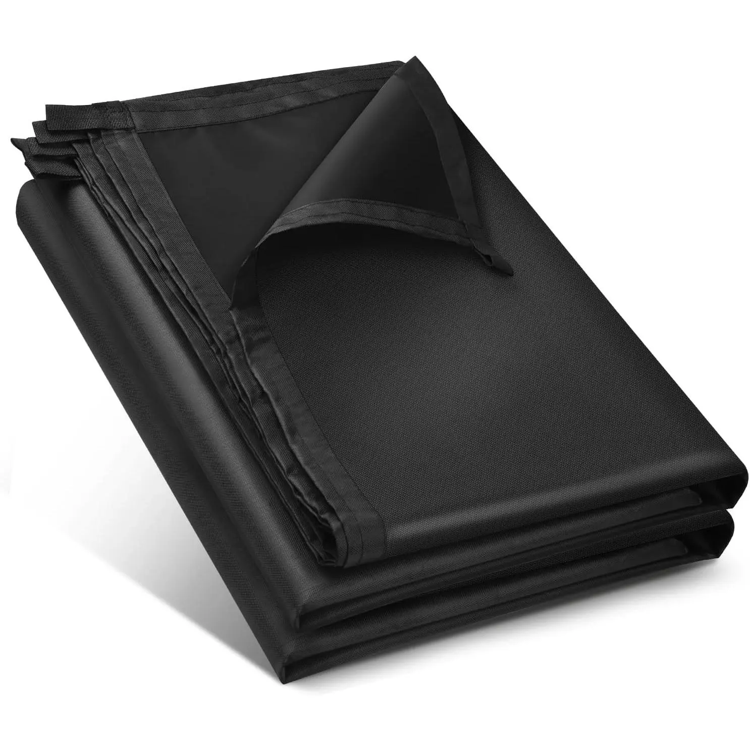 Black Waterproof Tarp 5x5ft for Outdoor: UV/Tear-Resistant Cover for Rain | Multi-Purpose Oxford Tarpaulin with Reinforced Webbing Loops for Camping Boat Pool Roof Tent, Oxford Fabric, One-Piece