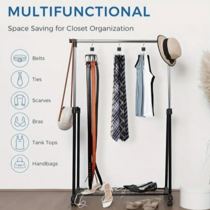 360° Rotatable Belt Hook, 1 Count Durable Metal Storage Hook, Multi-purpose Organiser Hook for Belt, Scarf, Tie, Home Storage Hook for Wardrobe, Closet, Home and Dormitory