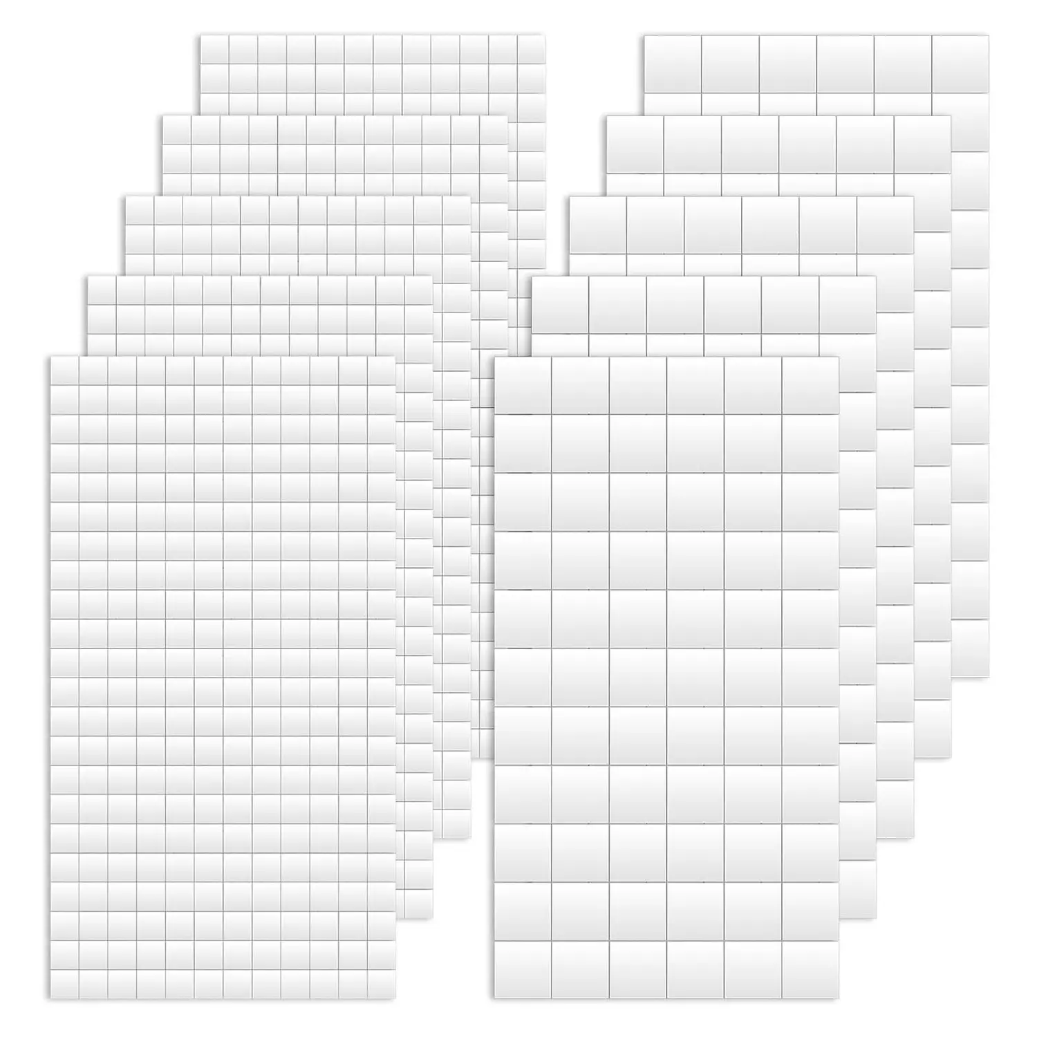 10 Sheets Foam Adhesive Squares, 1650pcs Total Double Sided Self Adhesive Squares, Precut Squares Strips Foam Tape for DIY Arts & Crafts, 2 Sizes (0.47in/12mm, 0.24in/6mm)