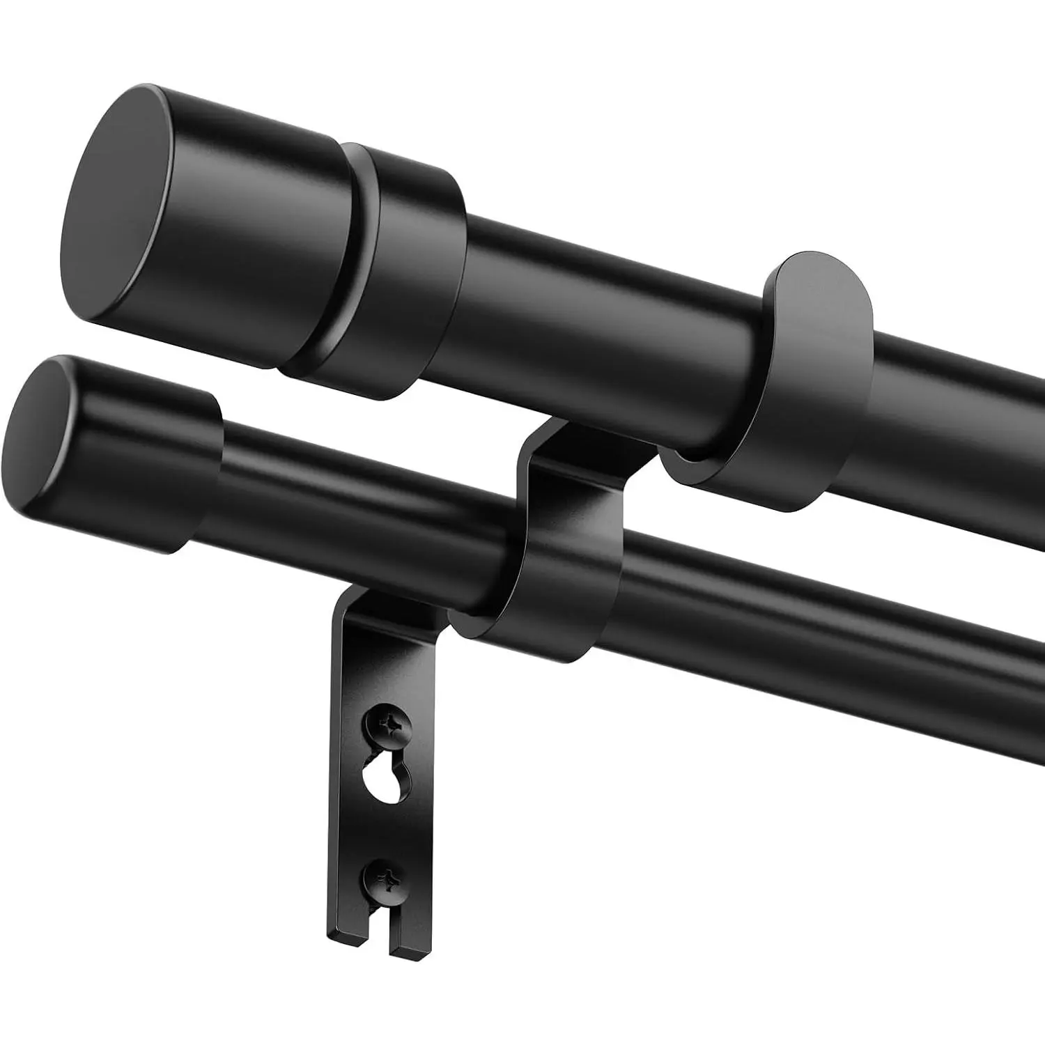 Adjustable Double Curtain Rod for Windows 32-90 Inch 1 Inch Heavy Duty Decorative Drapery Rod with 5/8 Inch Small Black Rod for Living Room Bedroom