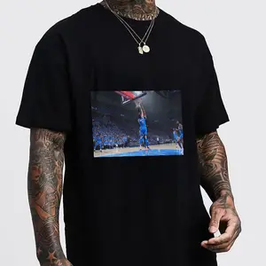 100% Cotton Tee, OKC Thunder Playoff Iconic Block Shot Graphic Shirt, Oversized Casual Top For Tailgate Party, Trending Retro Fan Streetwear Apparel