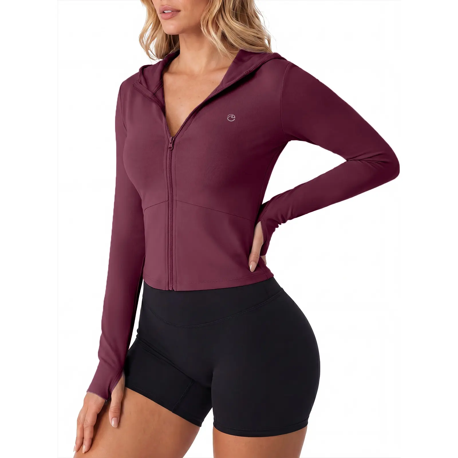 Aoysky Womens Zip Up Hoodie Athletic Jackets Cropped Workout Yoga Tops