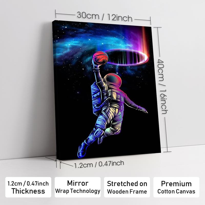 Astronaut Pattern Canvas Painting with Frame, Modern Wall Art Poster, Wall Decor for Home Living Room Bedroom Office