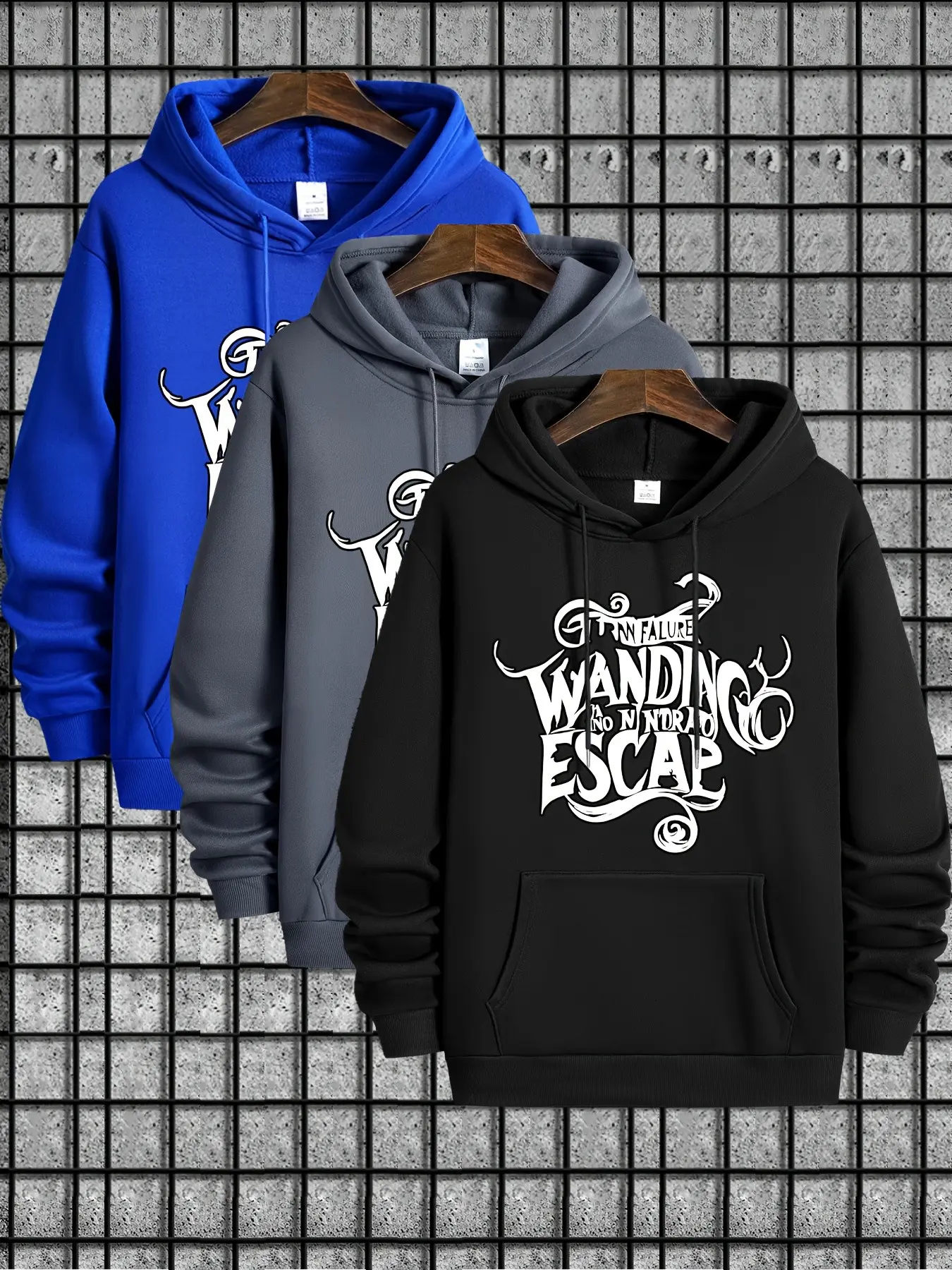 Men's Hooded Sweatshirt Set, Casual Letter Print, Long Sleeve, Unisex, Soft Lined, Kangaroo Pocket, Fall Winter Essential