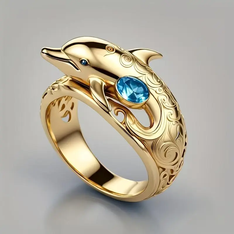 A Copper Micro-pave Dolphin Style Ring