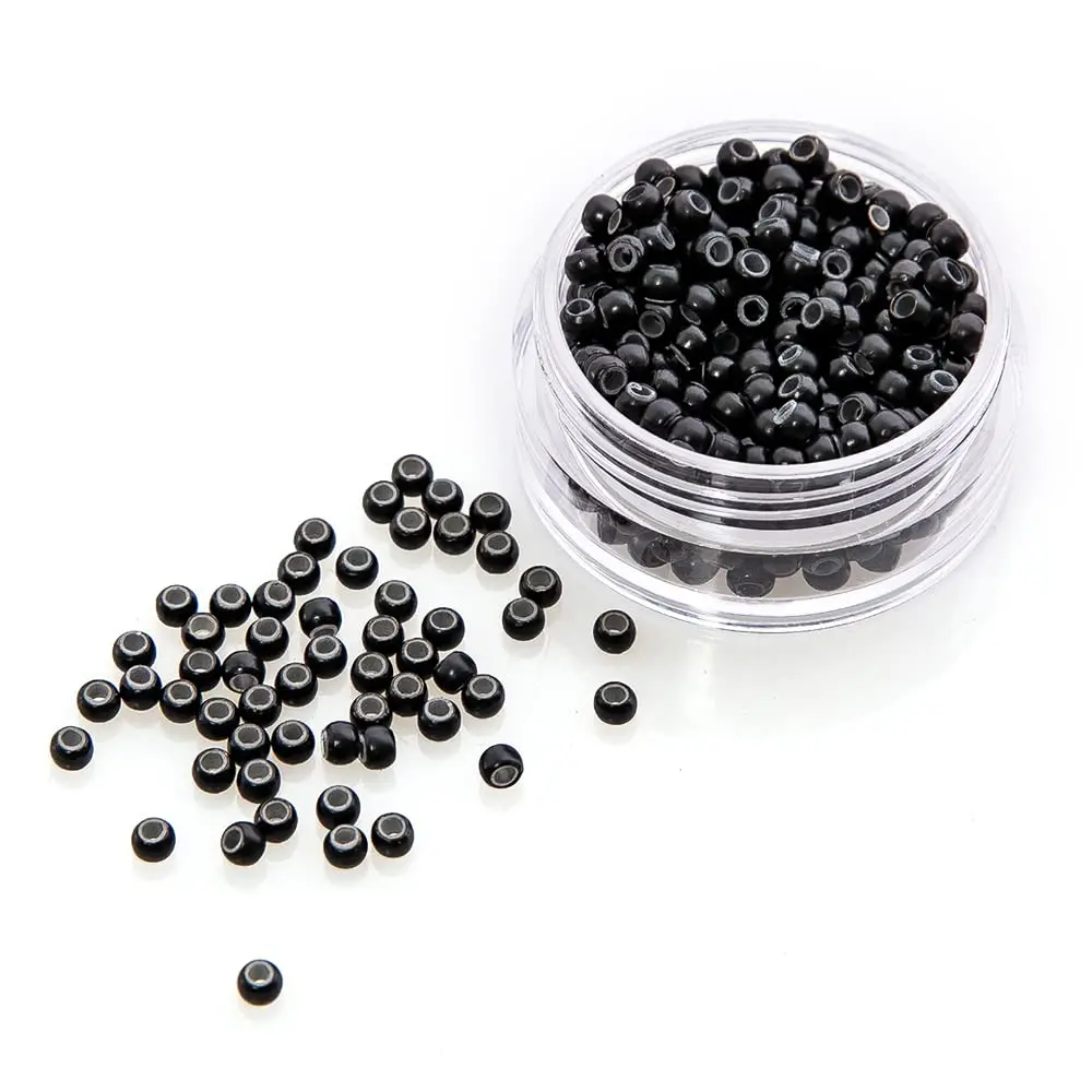 500 count Nano  Lined  Ring Hair Extension Beads for Nano Tip Human Hair Extensions 3.0x1.8x2.2 mm(Black)