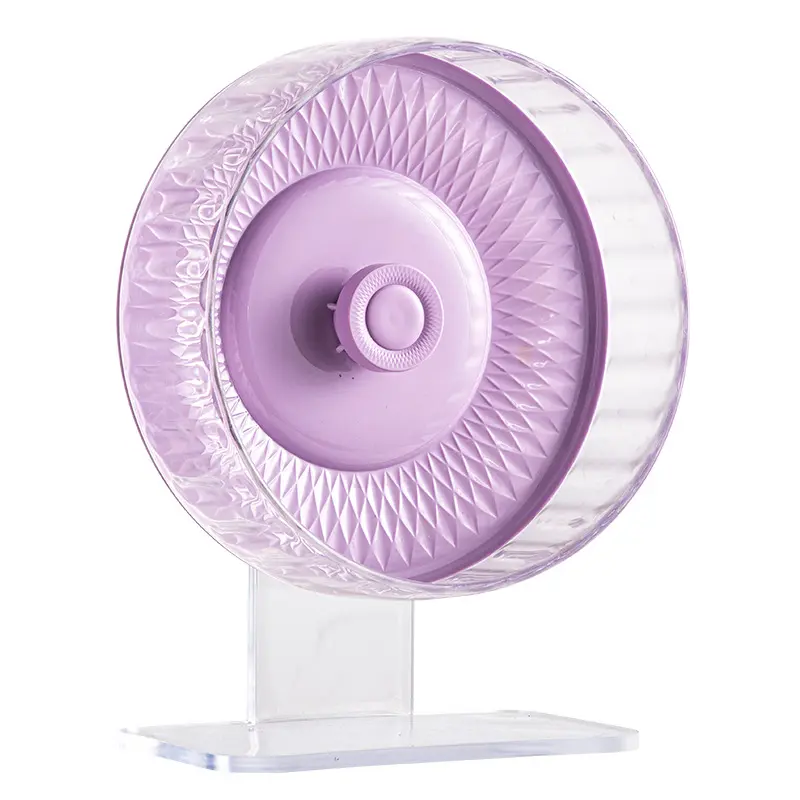18cm PU Silent Spin Exercise Wheel with Transparent Rim, Blue Base Stand, Lightweight Safe Exercise Toy for Hamsters/Mice, Compact Cage-Friendly Stress Reliever, Plastic