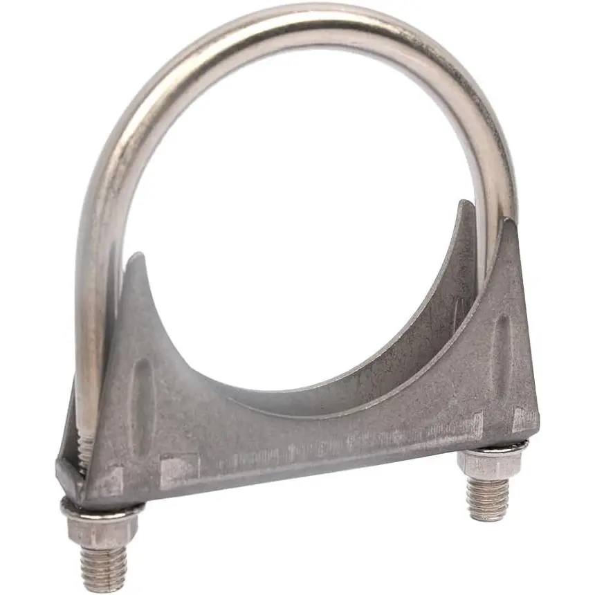 Heavy Duty 3-1/2 Inch Stainless Steel Exhaust U-Bolt Clamp, Saddle Design with Reinforced Ribs