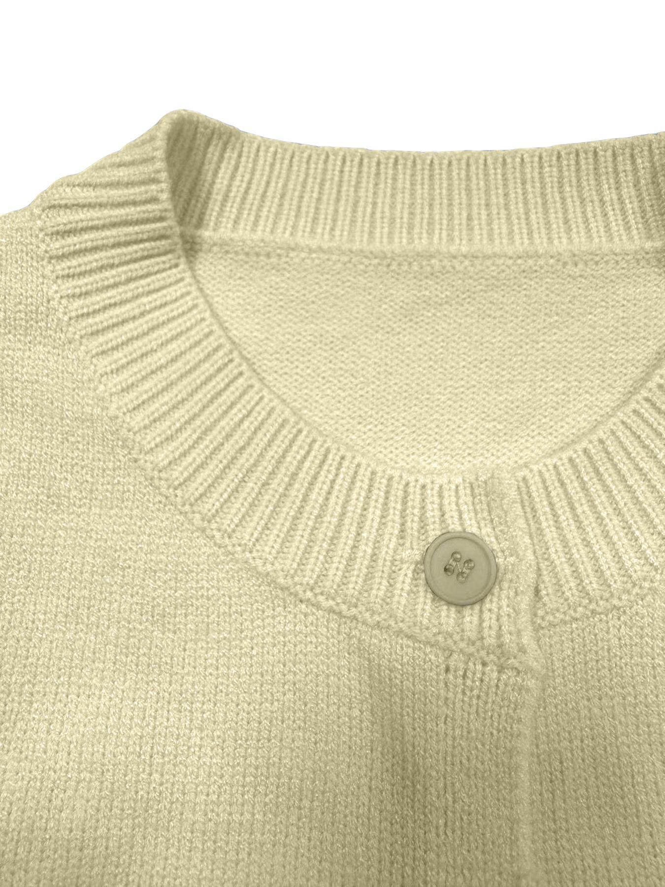 Women's Solid Color Button Front Sweater Cardigan, Casual Long Sleeve Knitting Knitwear for Fall & Winter, Women's Knit Clothing for Daily Wear