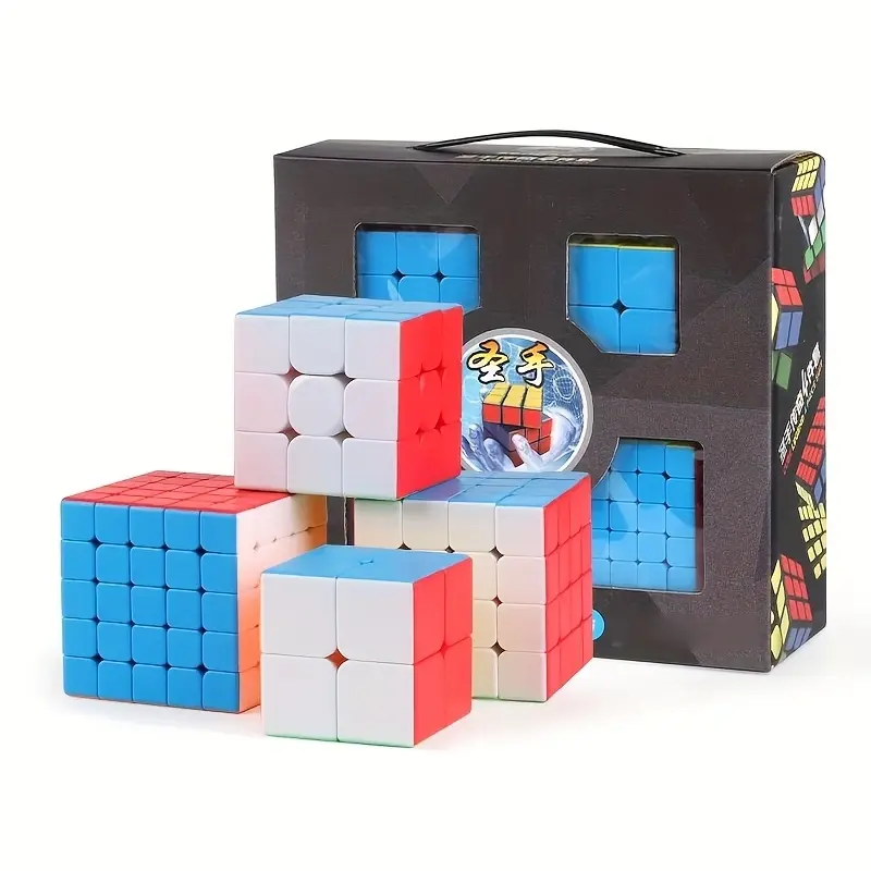 Speed Cube Set of Four Pieces, Durable Puzzle Toy for Kids & Adults, Ideal Gift for Competitors & Beginners, Enhance Problem-Solving Skills