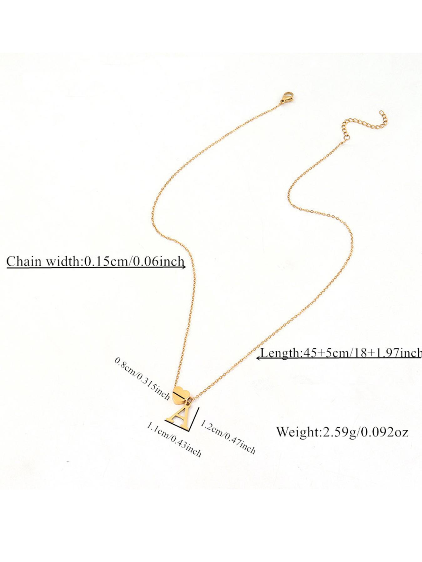 Letter & Heart Charm Necklace Initial for Women, Classic Jewelry for Girls Gift, Fashion Jewelry for Party, Daily Clothing Decor, Exquisite Chain Jewelry for Gift