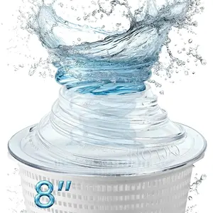 The Skimmie Cyclone (Skimmer Basket NOT Included) - Turbocharges Pool Skimmer Water Flow - Improves Pool Surface Cleaning & Debris Removal - 8" Funnel Design Works with Any Pool Water Level