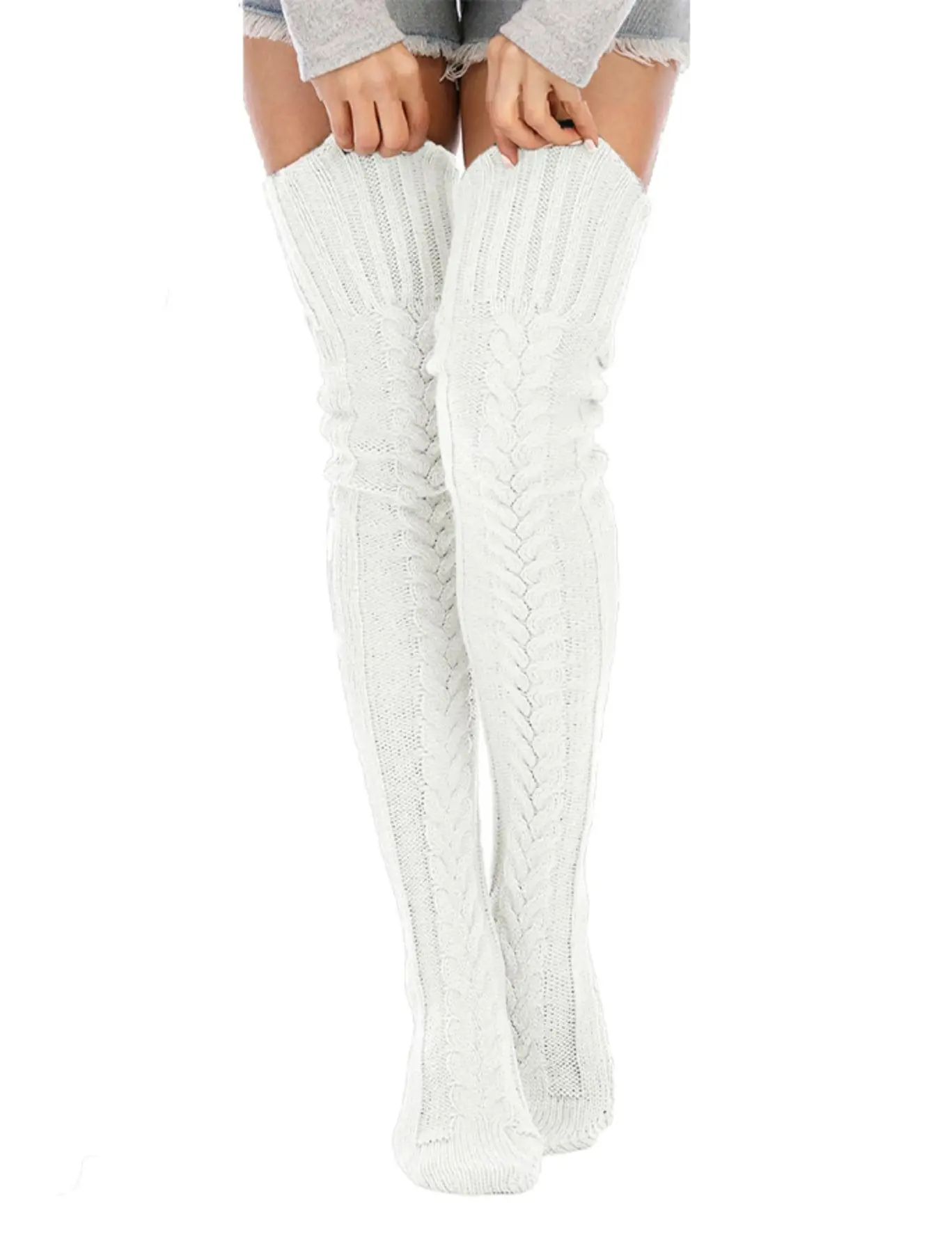 1 Pair Plus Size Soft Stretchy Striped over Knee Socks, Casual Stylish Socks, Wide Leg Long Thigh High Socks for Daily & Cosplay, Casual All Seasons Wear
