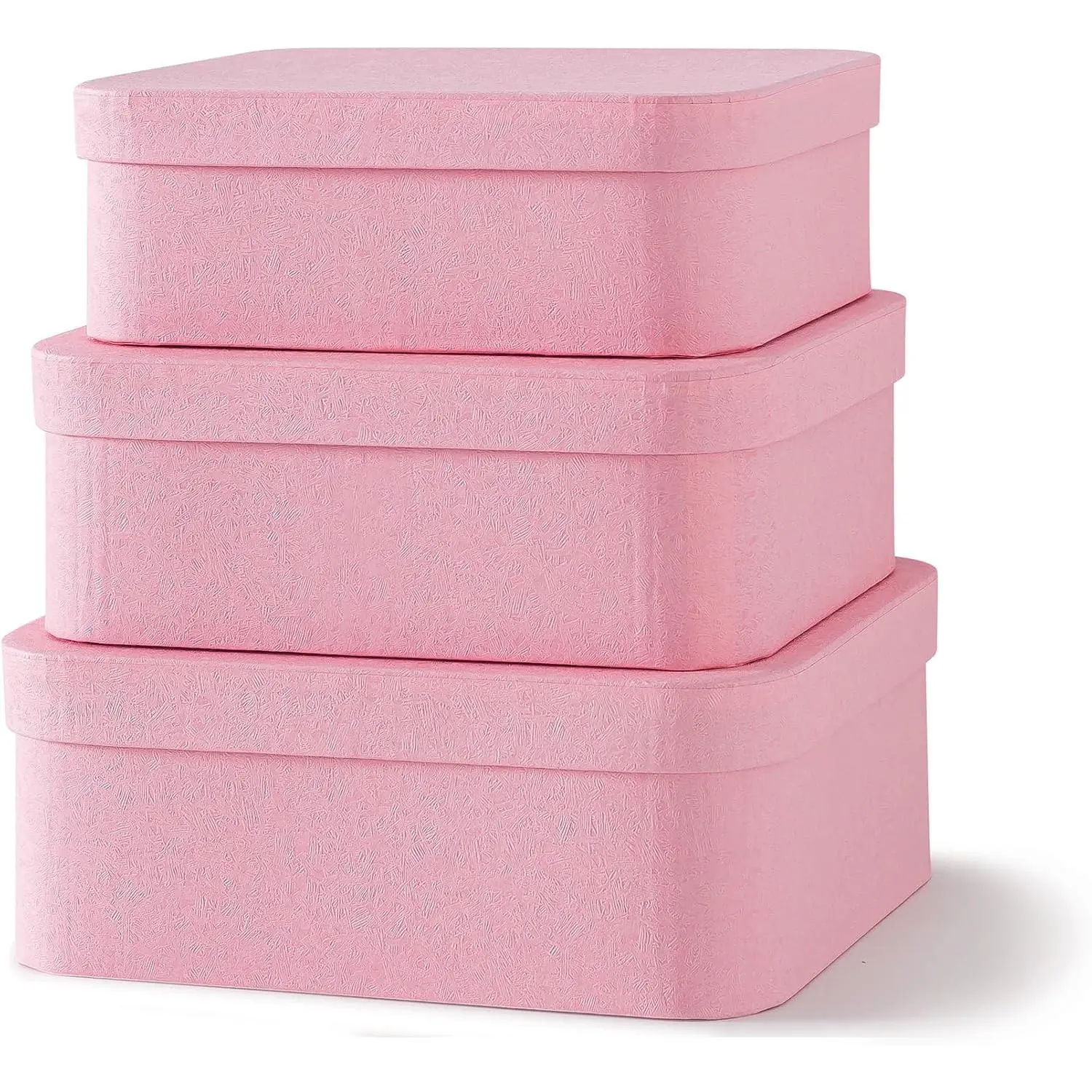 -  Decorative  Storage Boxes with , Set of 3 | Small Stackable Cardboard  Boxes for Photos and Memories, Nesting Paperboard Containers for Organizing