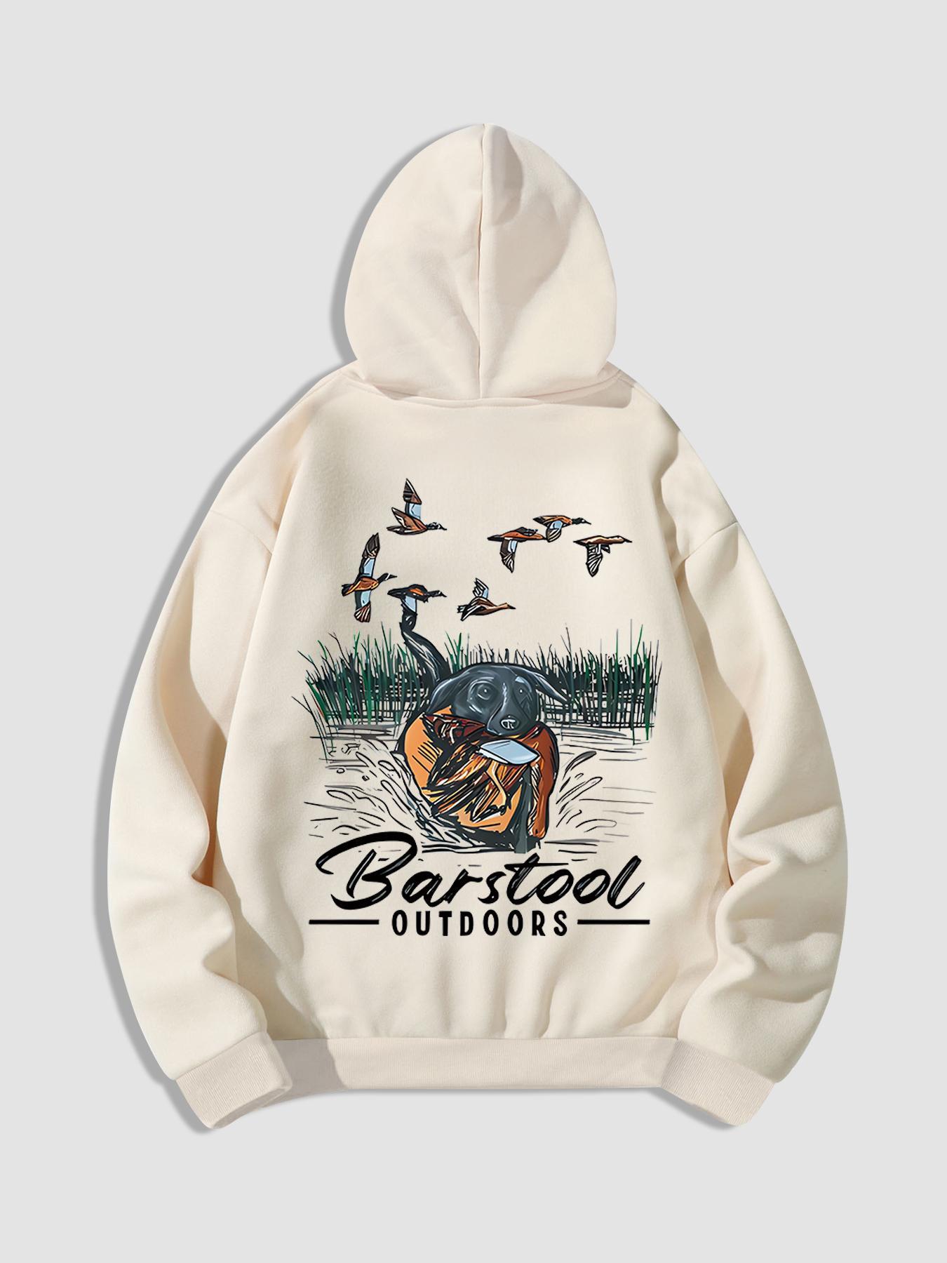 Unisex Men's Duck Hunting Graphic Print Pocket Drawstring Hoodie, Regular Fit Casual Long Sleeve Hooded Sweatshirt, Men's Top for Outdoor Activities, Casual Streetwear Sweatshirt, Graphic Hoodies