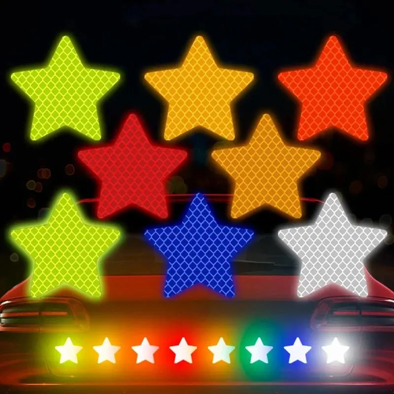 10pcs/set Car Bumper Reflective Safety Strip Stickers Car Star Reflective Sticker Reflective Warning Safety Tape