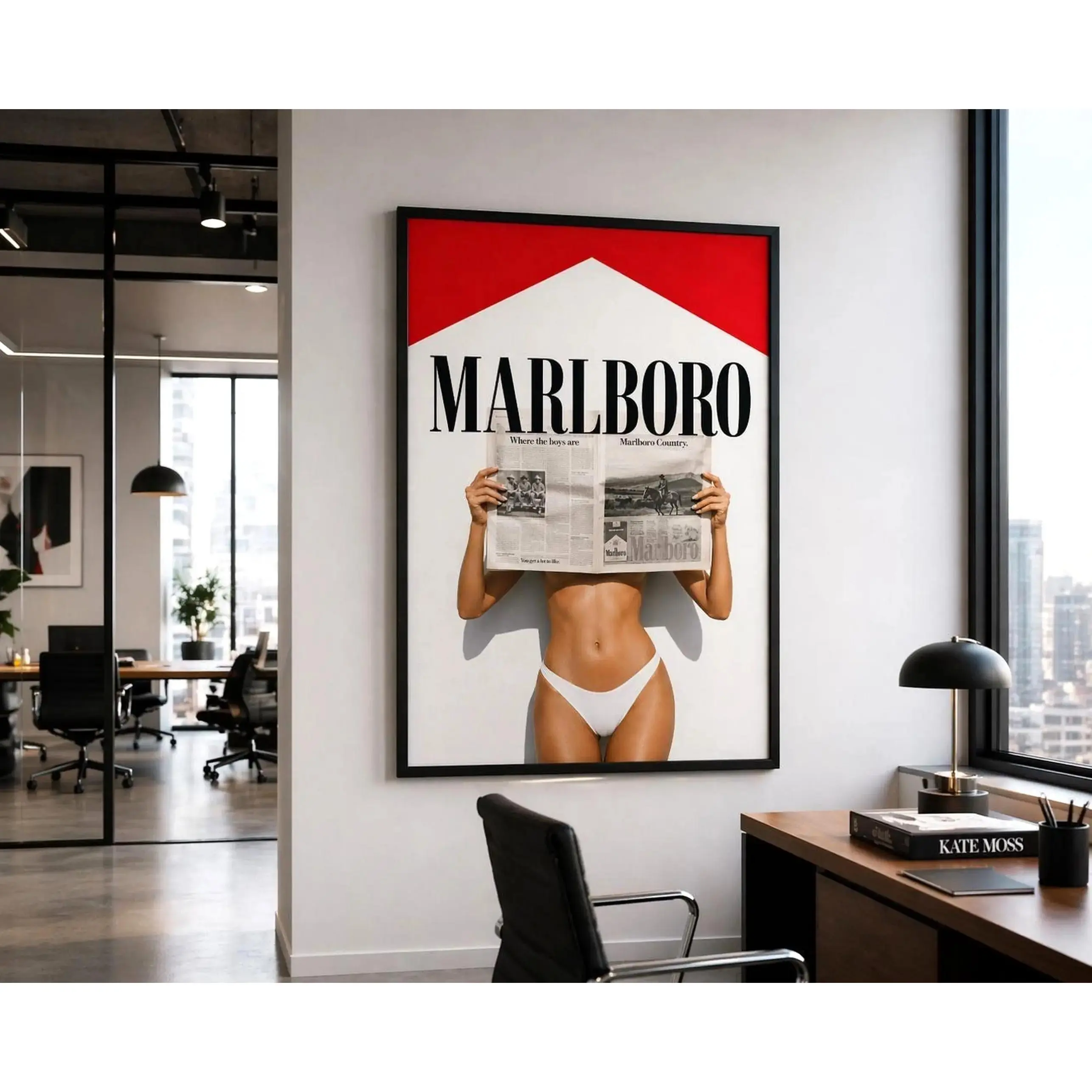 Vintage Marlboro Ad Graphic Poster - Retro Cowboy Colorful Artwork, Minimalist Western Mountable Wall Art, Physical Home Decor Print for Bedroom & Vintage Room Styling, Bedroom Decor, Vintage Room Decor