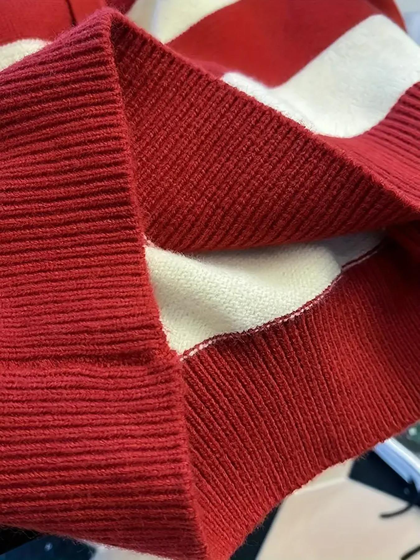 Autumn Winter New Design Hooded Knit Sweater, Color Block Striped Casual Soft Comfortable Elegant Women's Pullover, Colorblock Hoodie