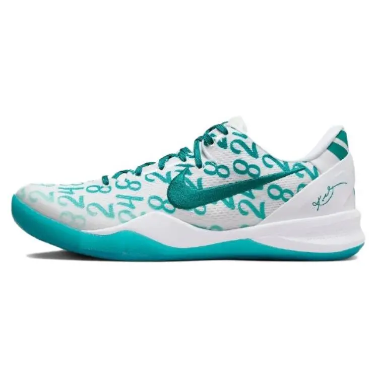 Nike Kobe 8 Protro Aqua Low-Top Basketball Shoes for Men and Women with Comfortable Round Toe and Vibrant Turquoise Design Verifiable, with credentials and supporting global authentication