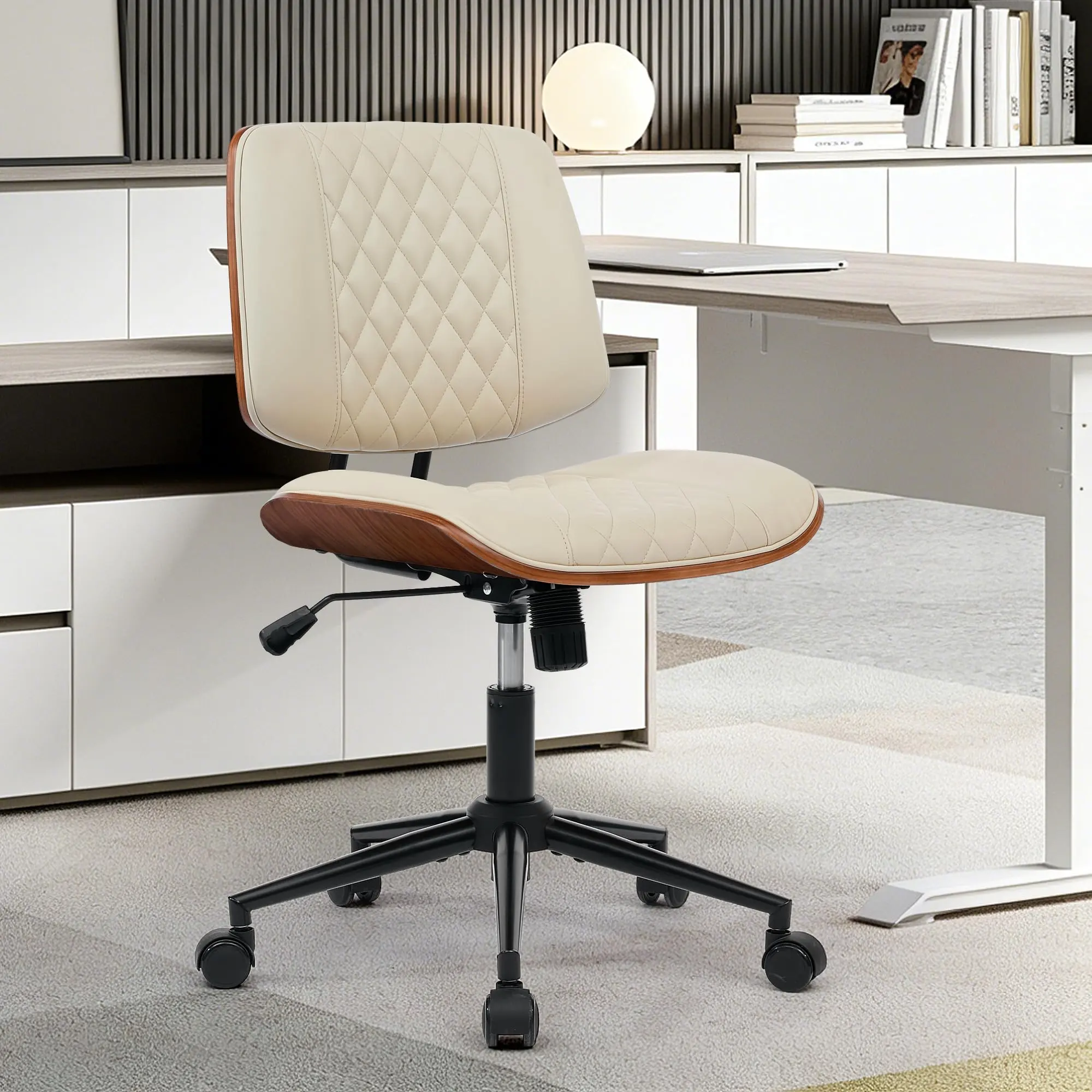 Ergonomic Cross Legged Chair, Adjustable Meditation Chair with Wheels & 360° Swivel, 360° Swivel Yoga Chair with Lumbar Support, Active Sitting Desk Chair for Home Office