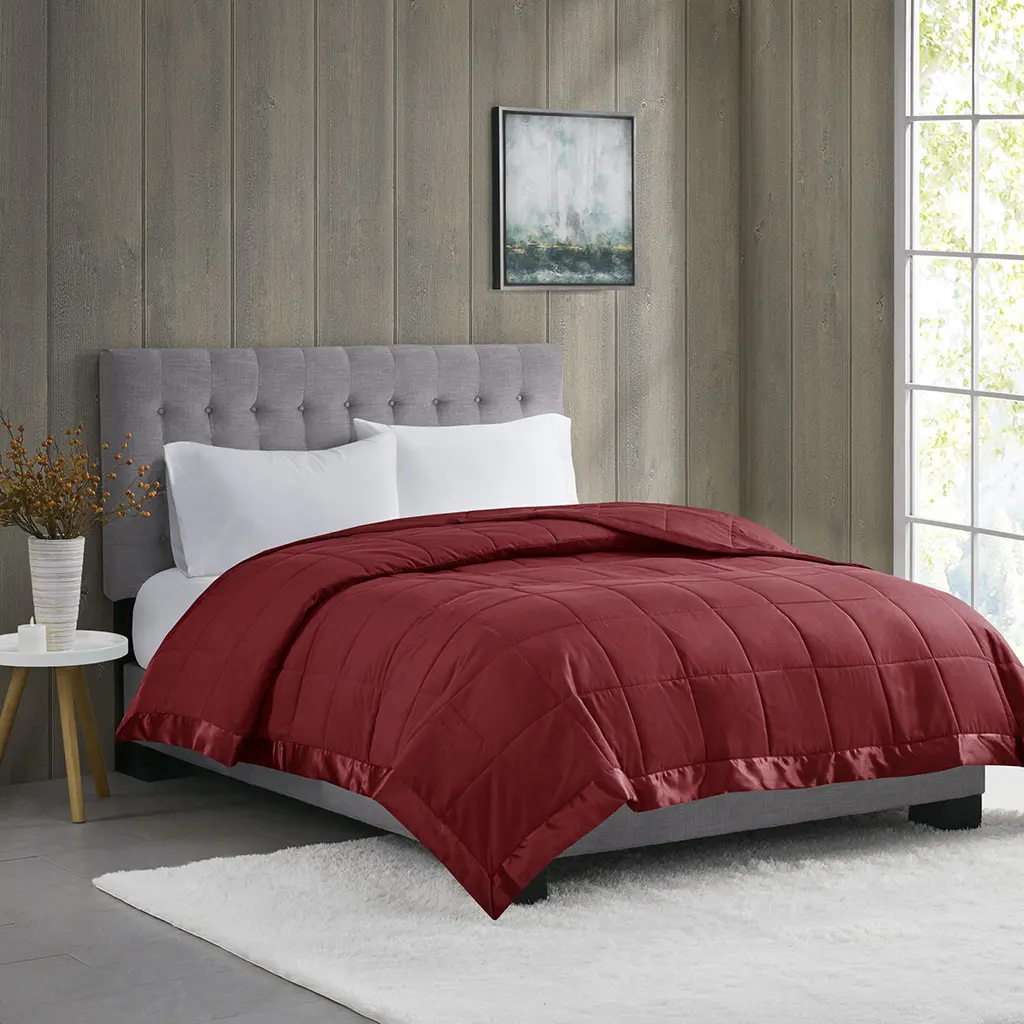 ARCH Lightweight Down Alternative Blanket with Satin Trim Burgundy King Size Soft Cozy Bed Blanket for All Seasons Warmth and Comfort in Bedroom Guest Room or Living Room, Home Furniture and Household Product Search Terms for US Online Shopping
