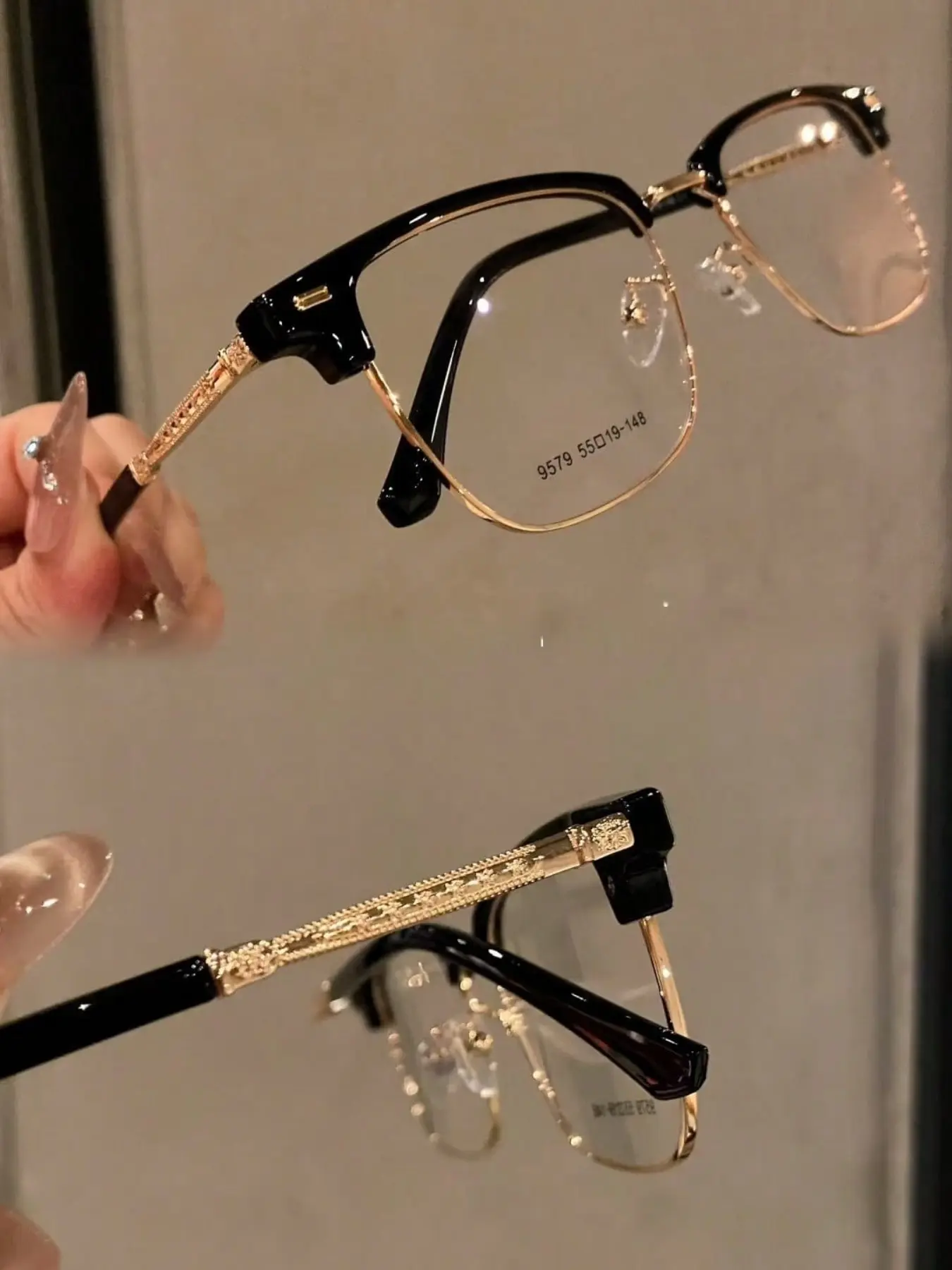 Vintage Half-Frame Prescription Glasses Frame, Business Eyebrow Line Glasses Frame, Blue Light Blocking Plain Glasses, Trendy Versatile, Trendy Frames