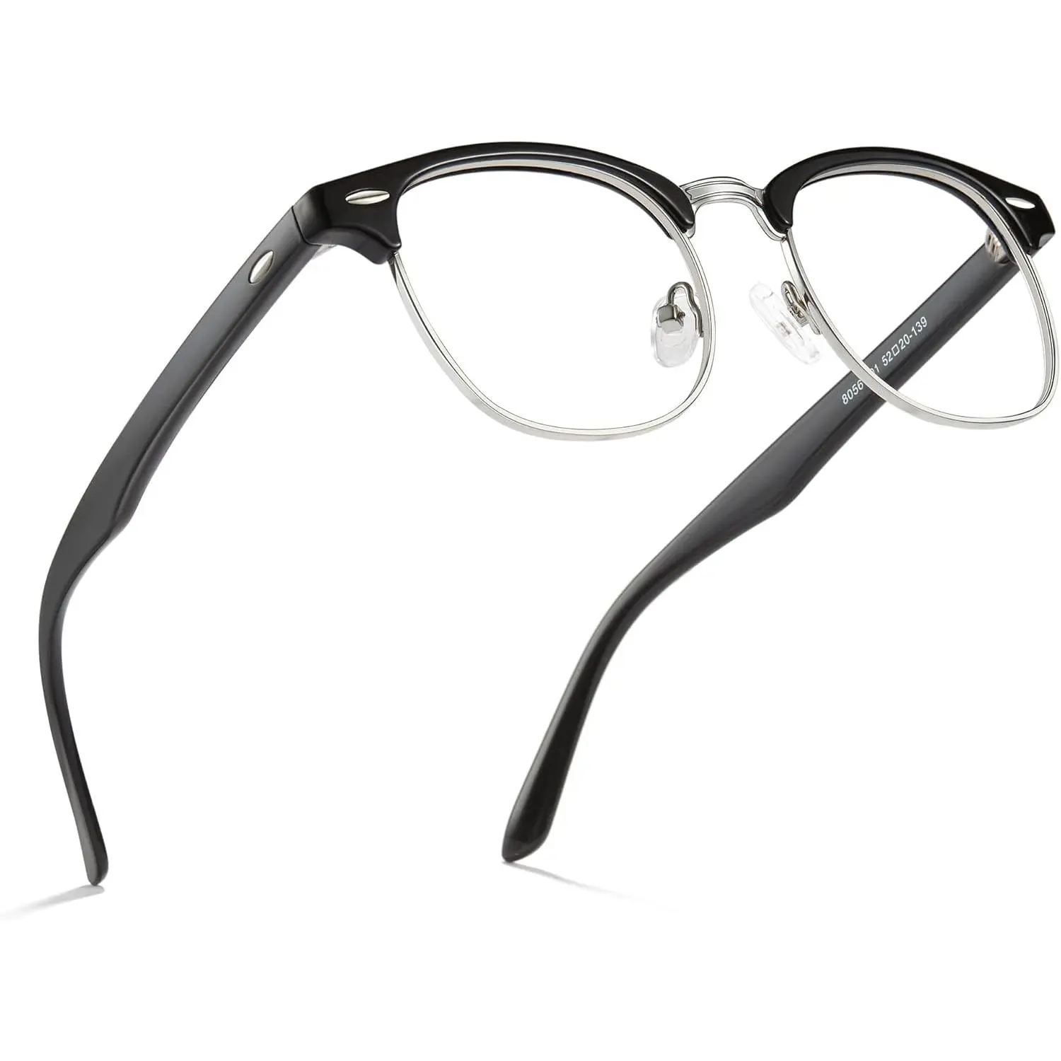Browline Blue Light Glasses for Men Women  Eye  Black | Eye Protection,UV Protection,Classic Semi Rimless Frame,Ideal for  Screen Daily Wear