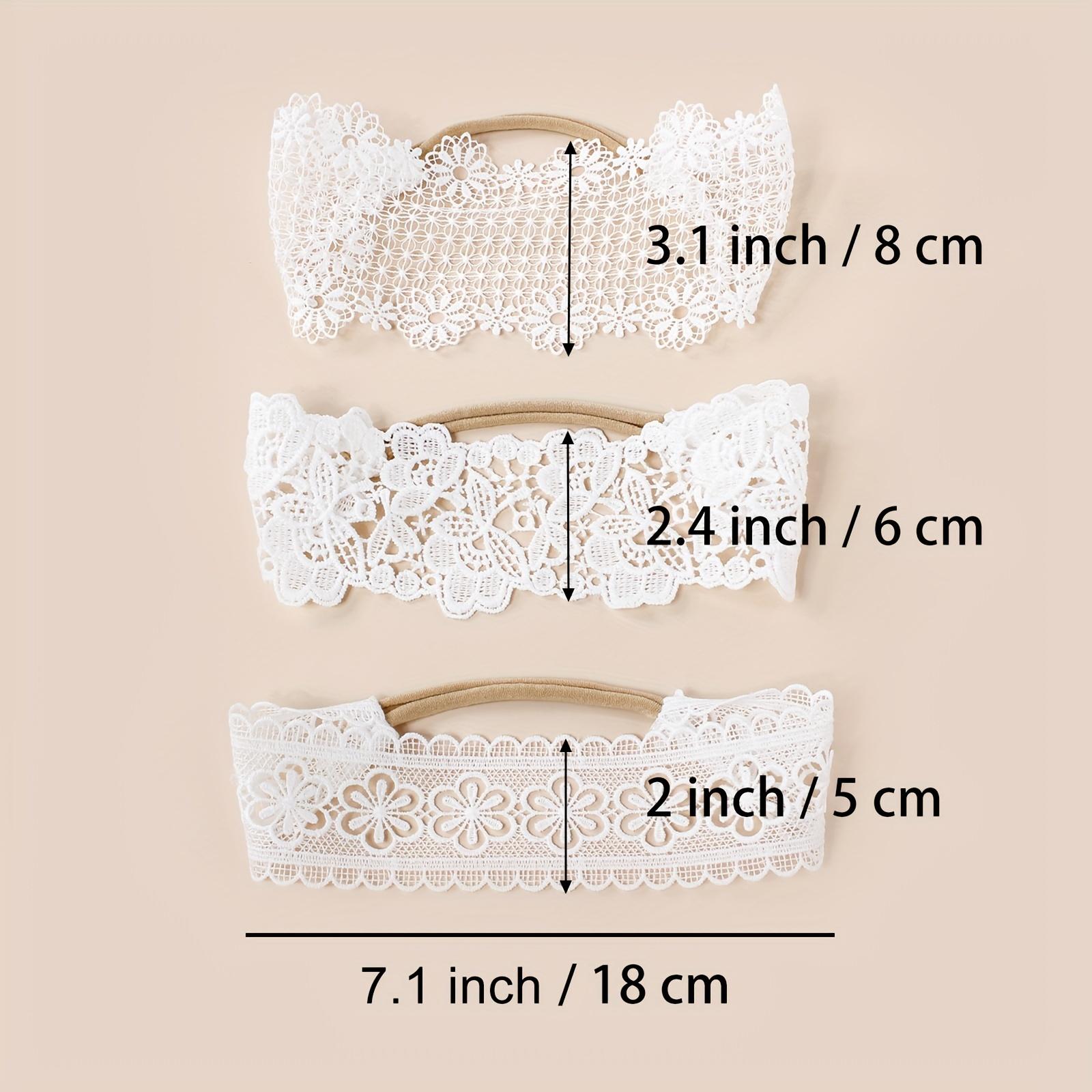 3 White Embroidered Baby Headbands, Deli