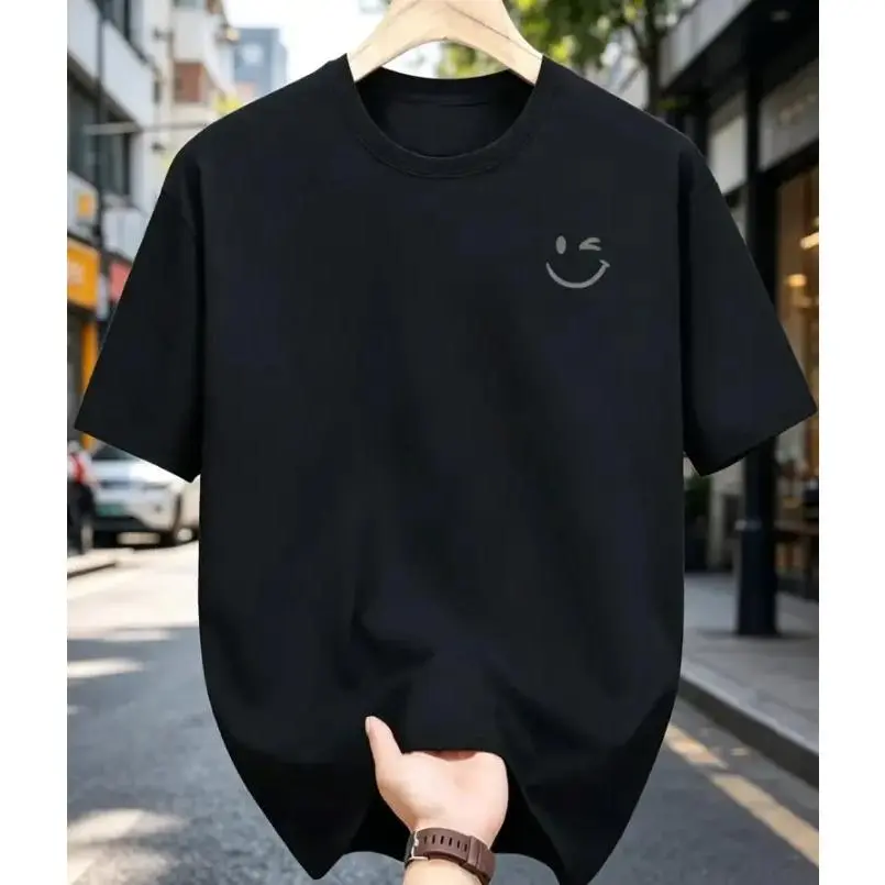 men gifts Men's Smiling Face Graphic Tee - Casual Summer T-Shirt with Crew Neck, Breathable Polyester, Machine Washable - For Men - Perfect for Summer Days & Casual Outings - Great Gift for Friends & Family Menswear Top.