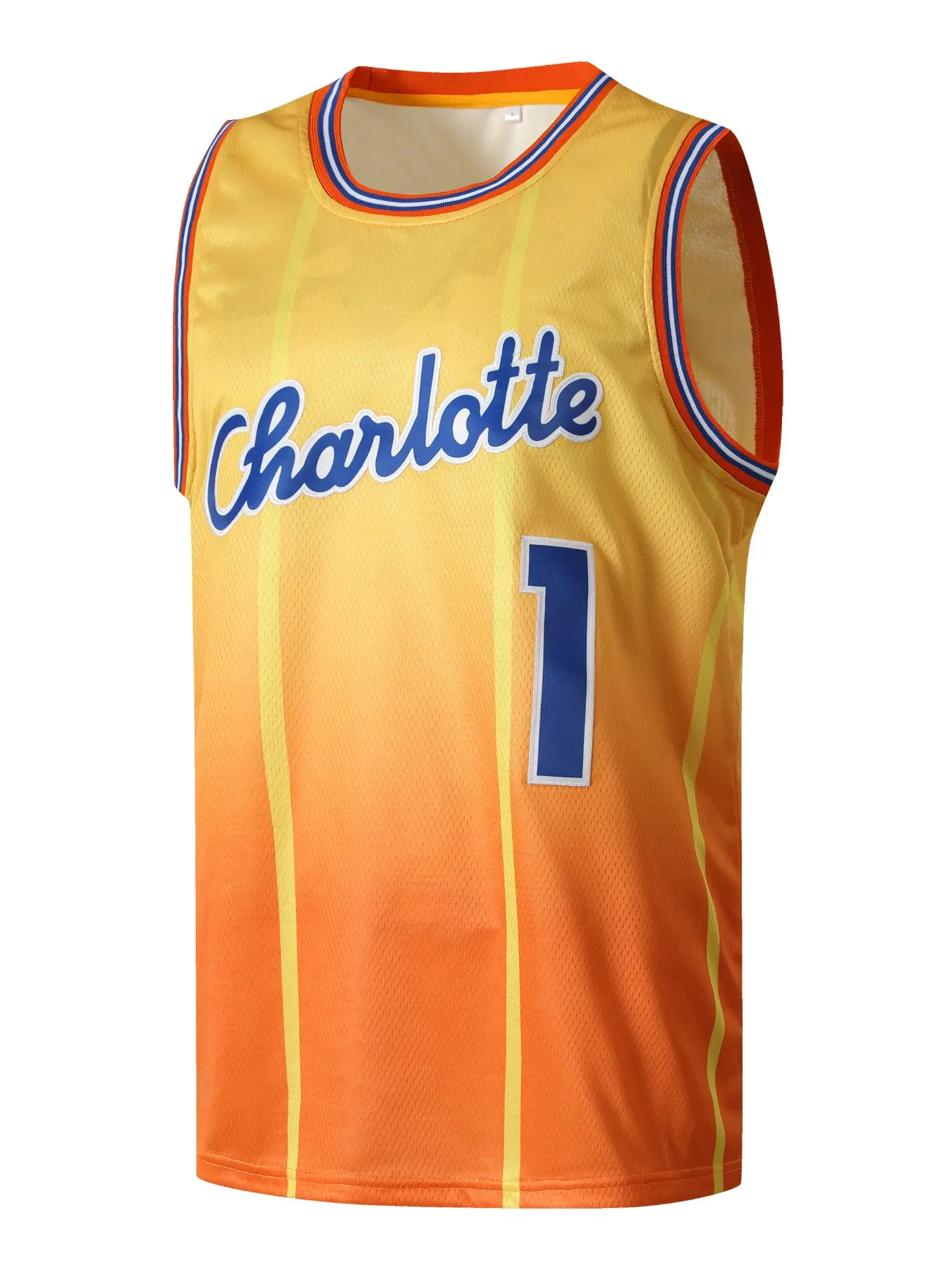 Men's 1 Yellow Basketball Jersey, Embroidered Sports Vest, Casual Fitted H-Type Backless Top, Athletic Top, Unlined Design, Perfect for Daily Wear