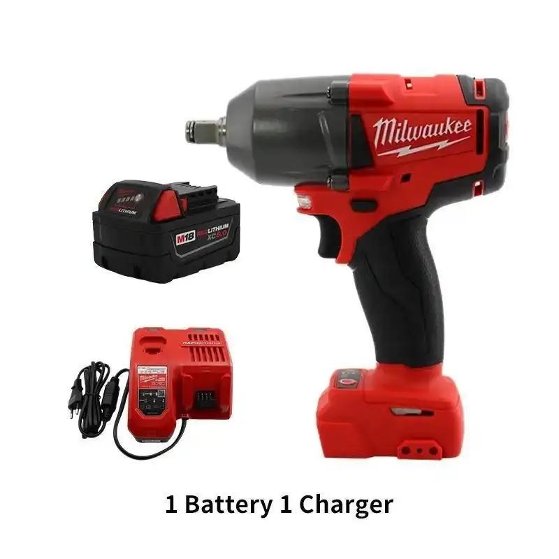 Milwaukee 18V Cordless Electric Wrench Durable Brushless Impact Wrench 800N.M with Battery & Fast Charger