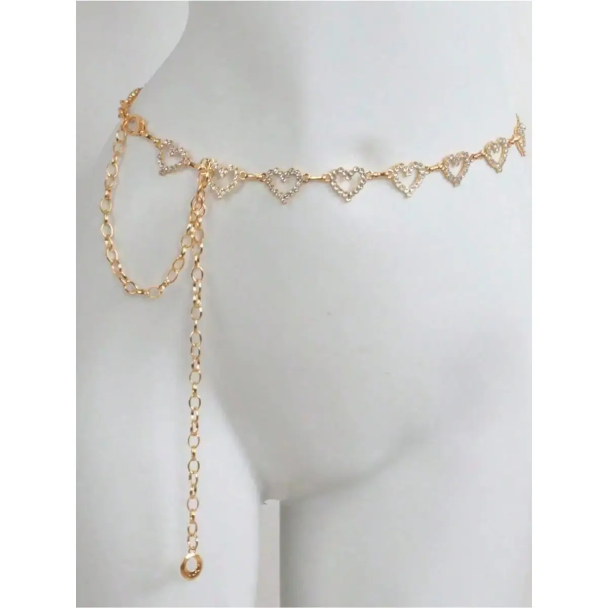 Women’s Rhinestone Heart Waist Chain, Alloy Belt with Heart-Shaped Details for Dresses, Parties, Weddings and Special Occasion Outfits