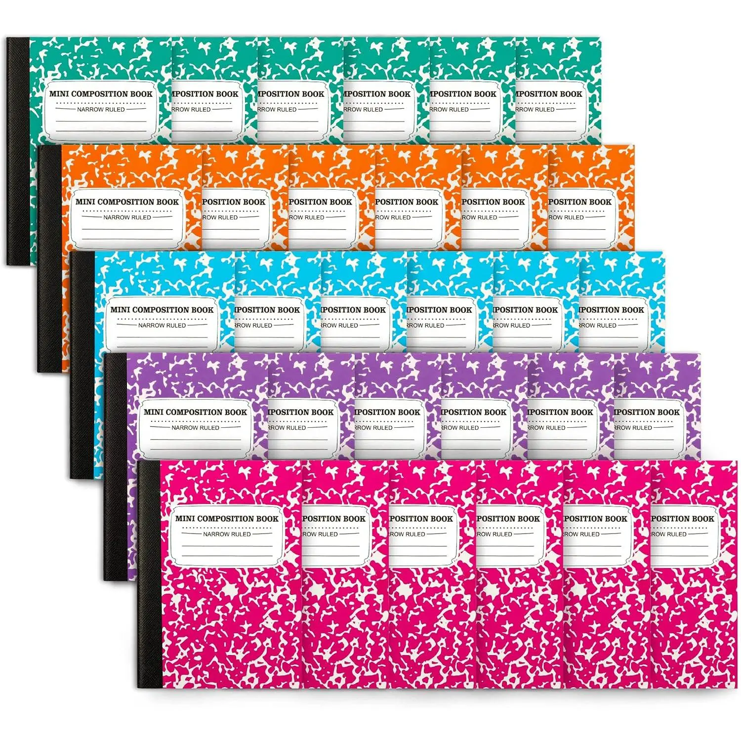 Mini Composition Notebook, Cute 30 Pack 5 Pastel Colors Narrow Ruled Mini Composition Books Bulk, Small Pocket Marble Journal Notebooks for  Students College, Pocket Size 4.5 x 3.25 in