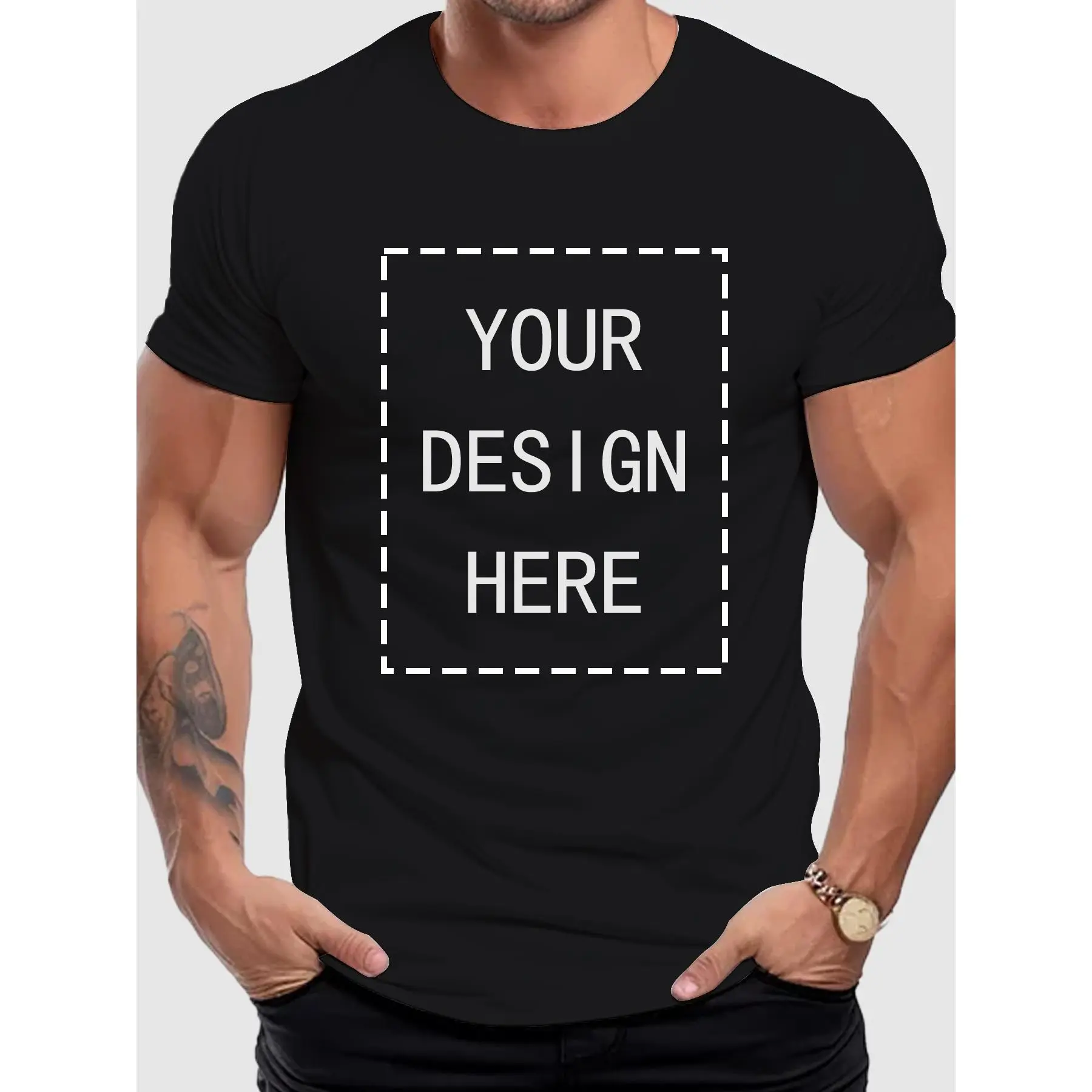 Men's Loose-fitting T-Shirt in a Thick Expandable Fabric, Minimalist Crew Neck Short Sleeve for Daily Wear and Street Style