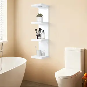 Superior LED Floating Wall Shelf, White Display Rack with Remote, Space-Saving Wall Mounted Storage for Retail, Living Room, Bedroom, Entryway