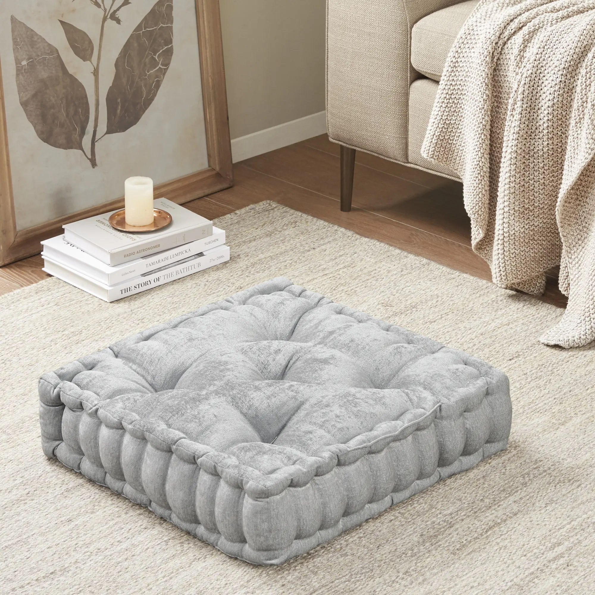 ARCH 20x20 Inch Square Poly Chenille Floor Pillow Cushion, Soft Plush Seating Pad for Living Room, Bedroom, Dorm, Grey Throw Pillow for Floor Sitting, Meditation, Reading Nook, Kids Playroom, 1 Piece, Home Furniture and Household Product Search