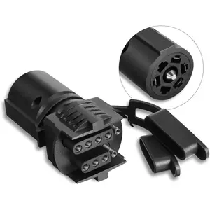 Trailer Plug Adapter 7 Way Round to 4 and 5 Flat Blade Trailer Connector Plug,7 to 5 Pin and 4 Pin Trailer Plug Adaptor 2-in-1 Design