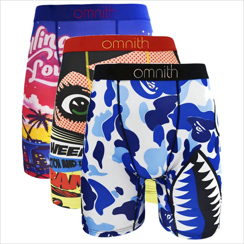 3Pcs/2Pcs Men's Boxer Shorts Streetwear Bold Print Styles Airy Breathable Fabric for All-Day Comfort Running Cycling Swimming Casual Use Plus Sizes Included - Menswear