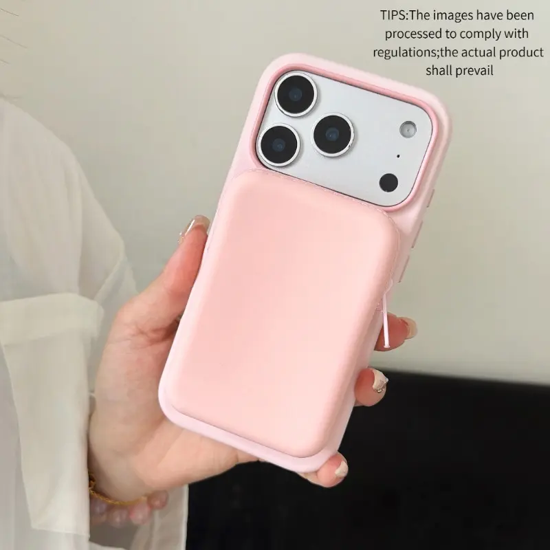 Minimalist Fashion Soft Touch Full-Cover Silicone Magnetic Protection Case, Matched with Portable Silicone Magnetic Card Holder, Popular for Outings, 8 Colors for iPhone 17 Pro Max