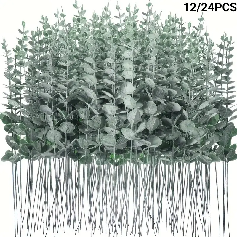 Deep Green Eucalyptus Leaves, Home Decor, Eucalyptus Faux Plants, Home Vase Decoration, DIY Handmade Fake Leaves for Flower Garlands and Arches, Wedding and Christmas Accessories, Suitable for Making Vases,Flower Garlands,Arches,Wall Hanging