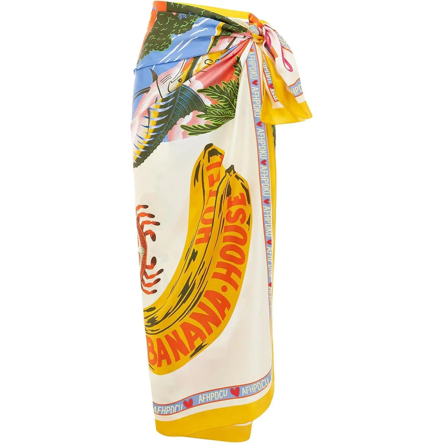 Women's Rayon Fabric Printed Long Sarong Coverup, Bathing Suit Pareo, Large Pashmina Wrap Skirt
