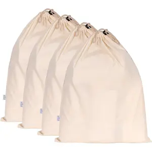 4-Pack Drawstring Dust Covers Large 100% Cotton Cloth 26" x 20" String Bag for Handbags Laundry Purses Shoes