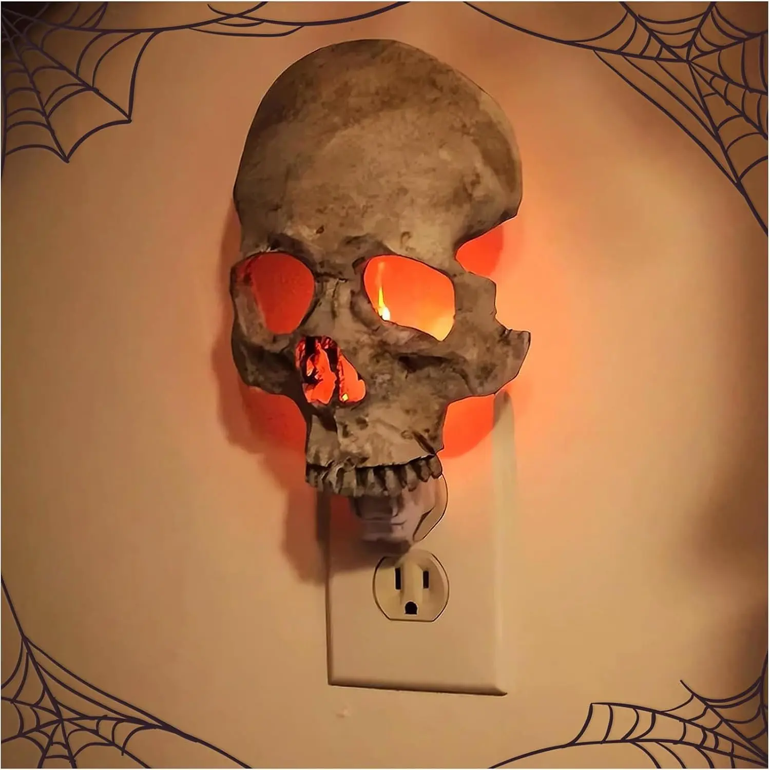 2026 New Grey Skull Skeleton Night Light, Horror Spooky Lamp for Halloween Party Decor, Gothic Skeleton Light Home Bedroom Halloween Decoration