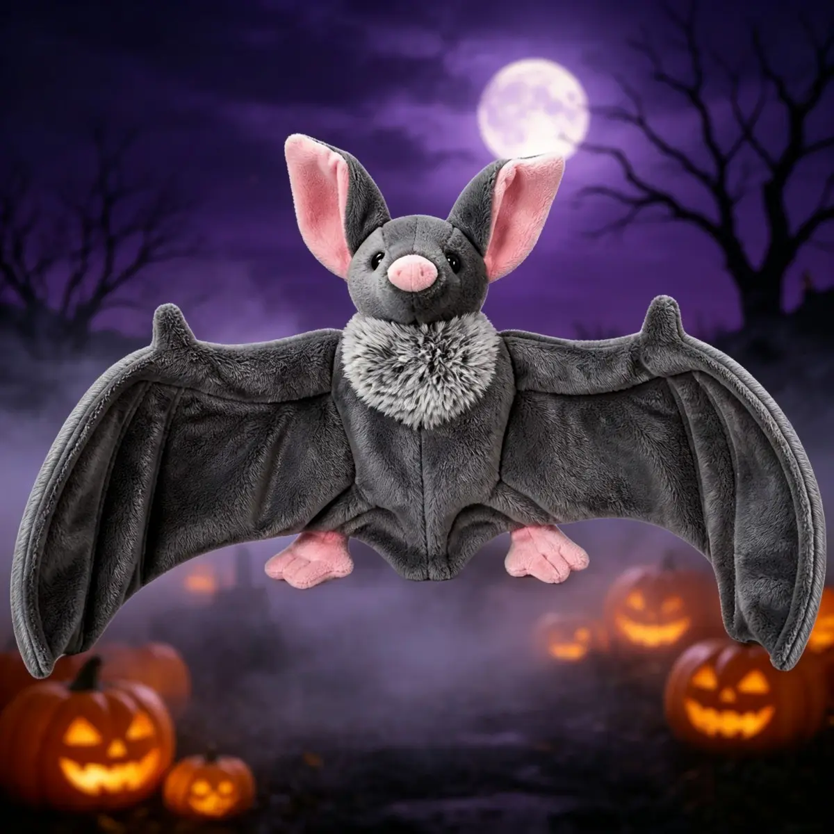 Halloween Bat Plush Doll, Bat Stuffed Toy, Spooky-Cute Soft Plush Figure, Wide-Wing Design, Car Decoration Gift for Animal Lovers