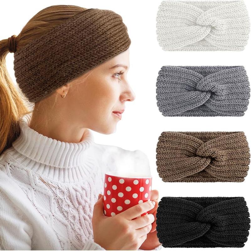 [Best Christmas Gift]  Triple KnotWarmth Ribbed Knit Headband Set-3pcs-4pcs (Classic Neutrals,)