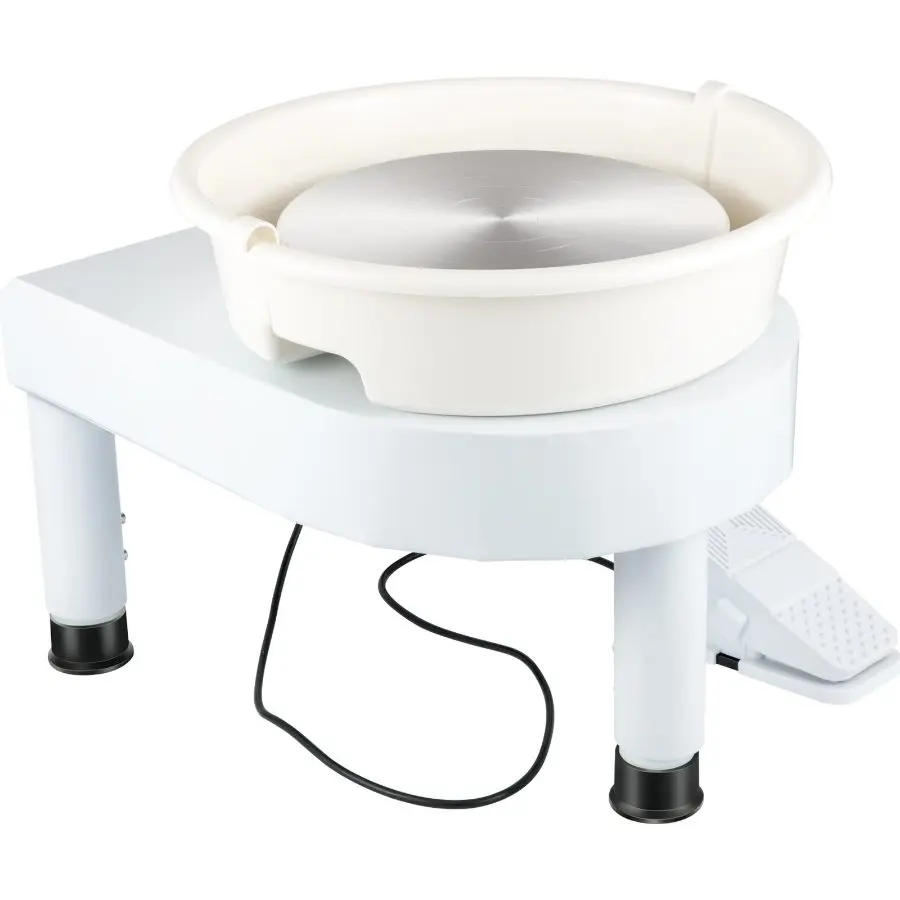 VEVOR 11in Pottery Wheel Forming Machine, 0-300RPM Adjustable Speed, 0-7.8in Manual Adjustable Lift Leg, Detachable Basin, Pedal, No Battery Needed, Sculpting Tool Kit for Artists' Ceramic Work & DIY Crafts