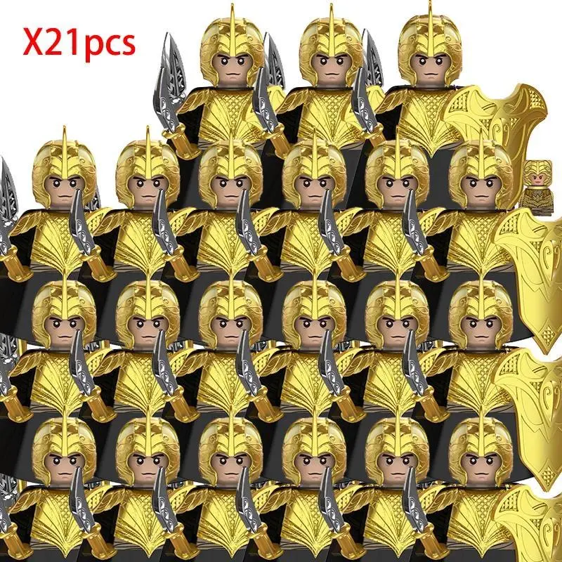 2026 Hot Lord of the Rings Building Blocks Mini Action Figures - 21 Pcs Elves, Orcs Army, Dwarf, Rohan Assembly Toys for Kids' Birthday Gifts