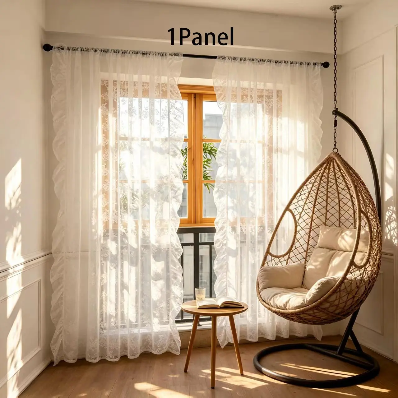 French Lace Sheer Curtain, Top Rod Pocket Design, Ideal for Living Room, Bedroom, Balcony, Floor-To-Ceiling Windows, Home Decor