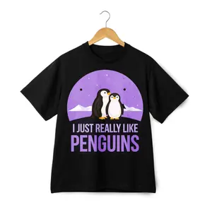 I Just Really Like Penguins Print T-Shirt, Arctic Animal Casual Tee