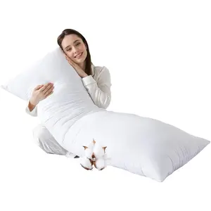 Cotton Body Pillow Insert - Cooling Breathable Full Body Pillow for Side Sleeper - Soft Long Bed Pillow for Adults - 20 x 54 inch-White